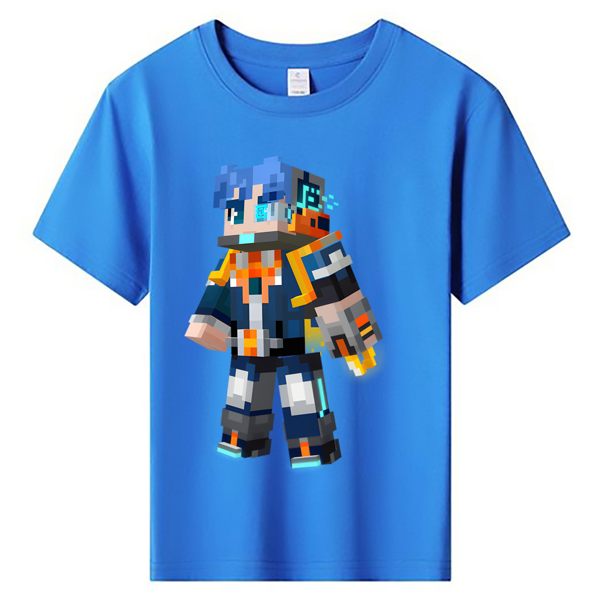 （画像用） マインクラフト ブロックの世界 Minecraft MC Block world 綿100％キッズTシャツ（フロントプリント）